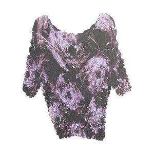 Black and Purple Swirl Popcorn Short-Sleeve Shirt Blouse Size Large